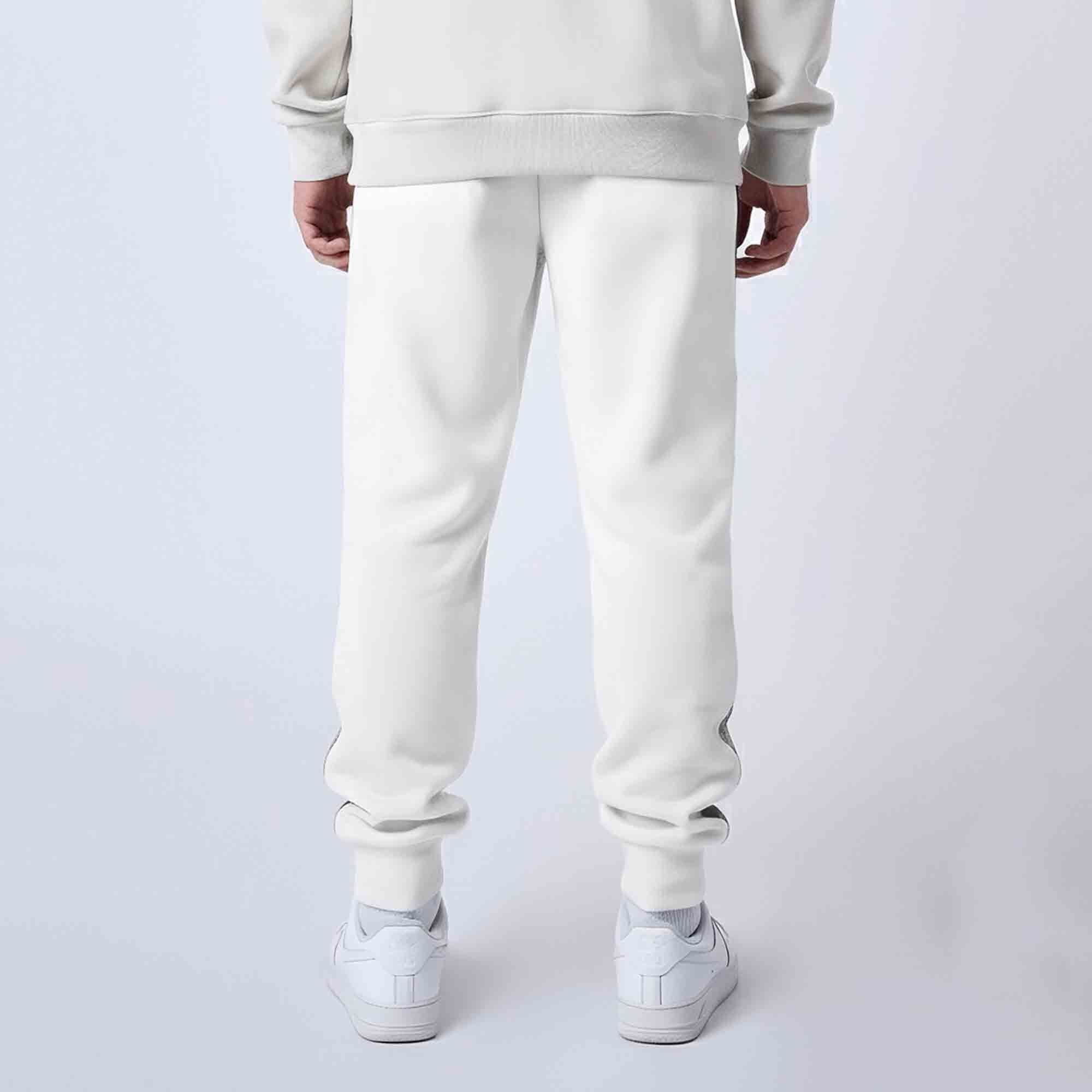 Men Solid Color Blocked White & Grey Trackpant