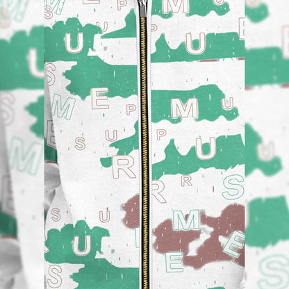 White High Neck Printed Casual Jacket