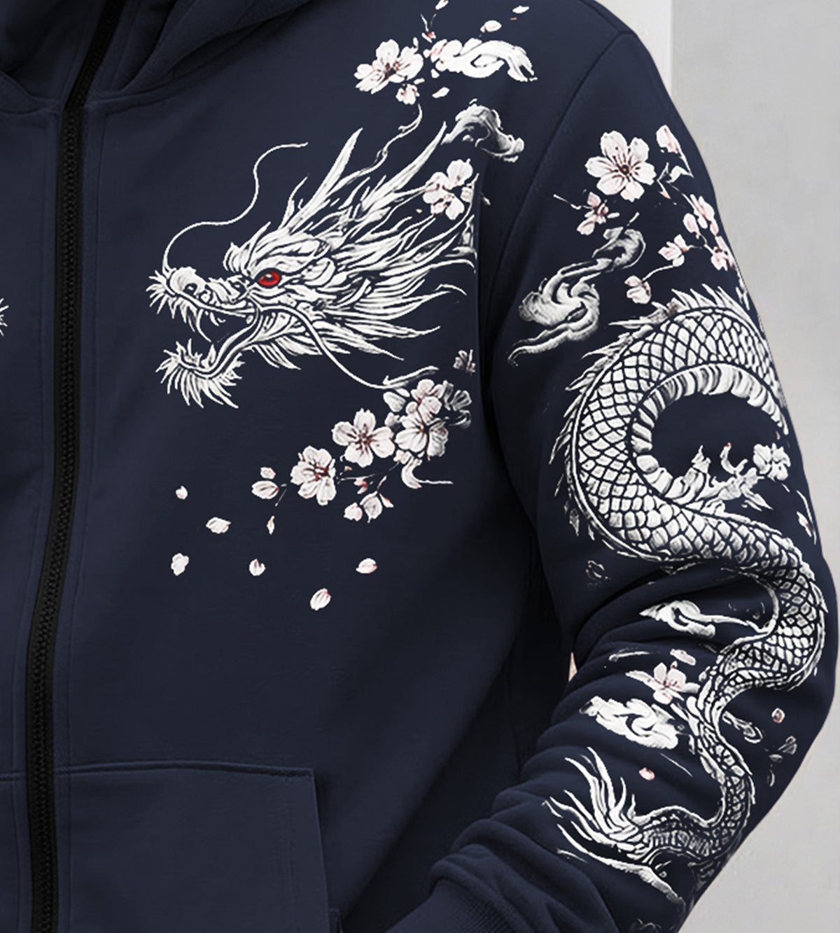Mens Back Prined Graphic Design Zip-Up Winter Mask Jackets