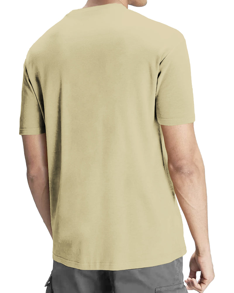 Men Round Neck Beige