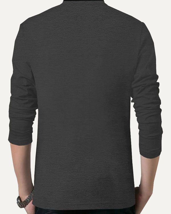 Full Sleeve Henley T-Shirt - Dark Grey
