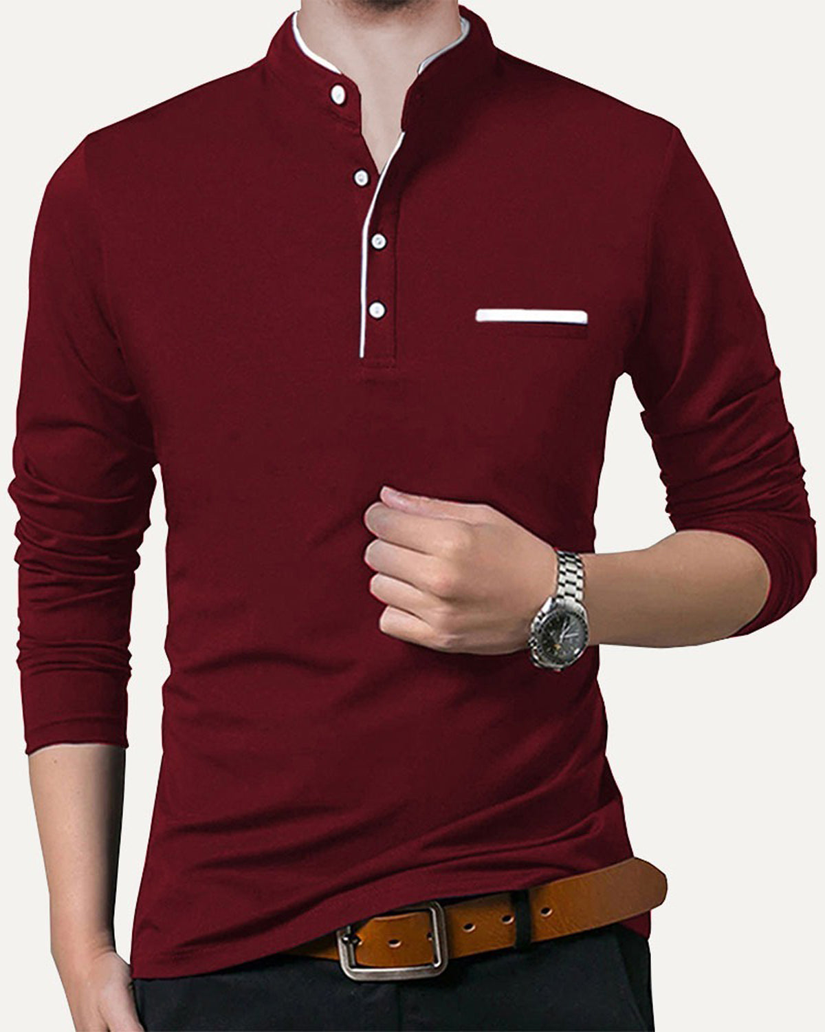 Buy Maroon Full Sleeve TShirt Online TRIPR