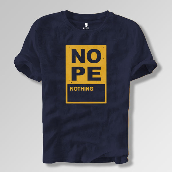 Navy Blue Printed Half-Sleeve T-shirt.