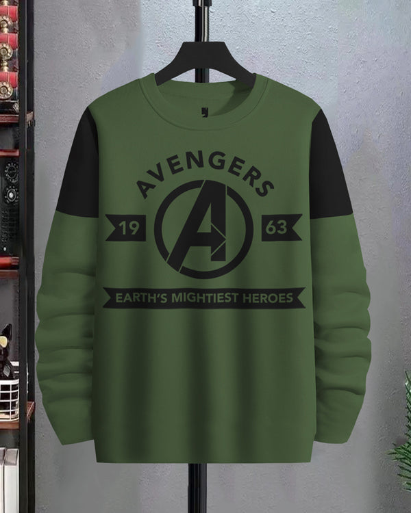 Avengers Logo Full Sleeve Olive Green Round Neck Tshirt