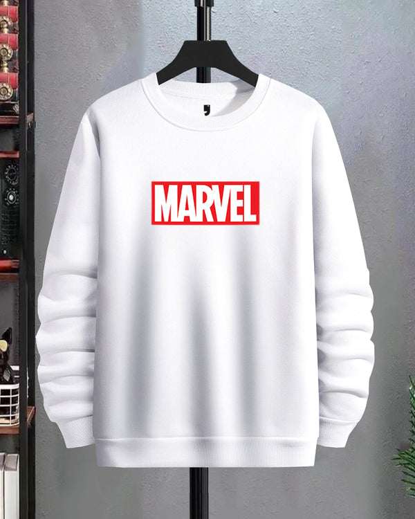 Marvel Logo Printed White Full Sleeve T-Shirt