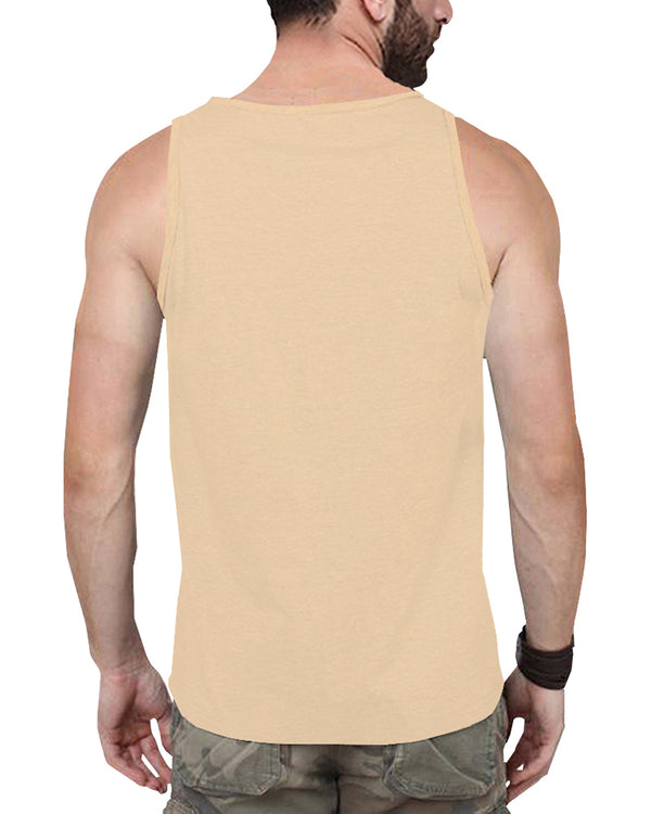 Men Printed Beige Tank Top Hangover Vest