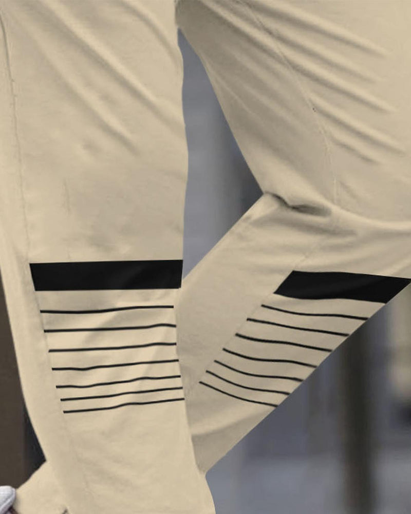 Men Cuffed Jogger With Printed / Beige