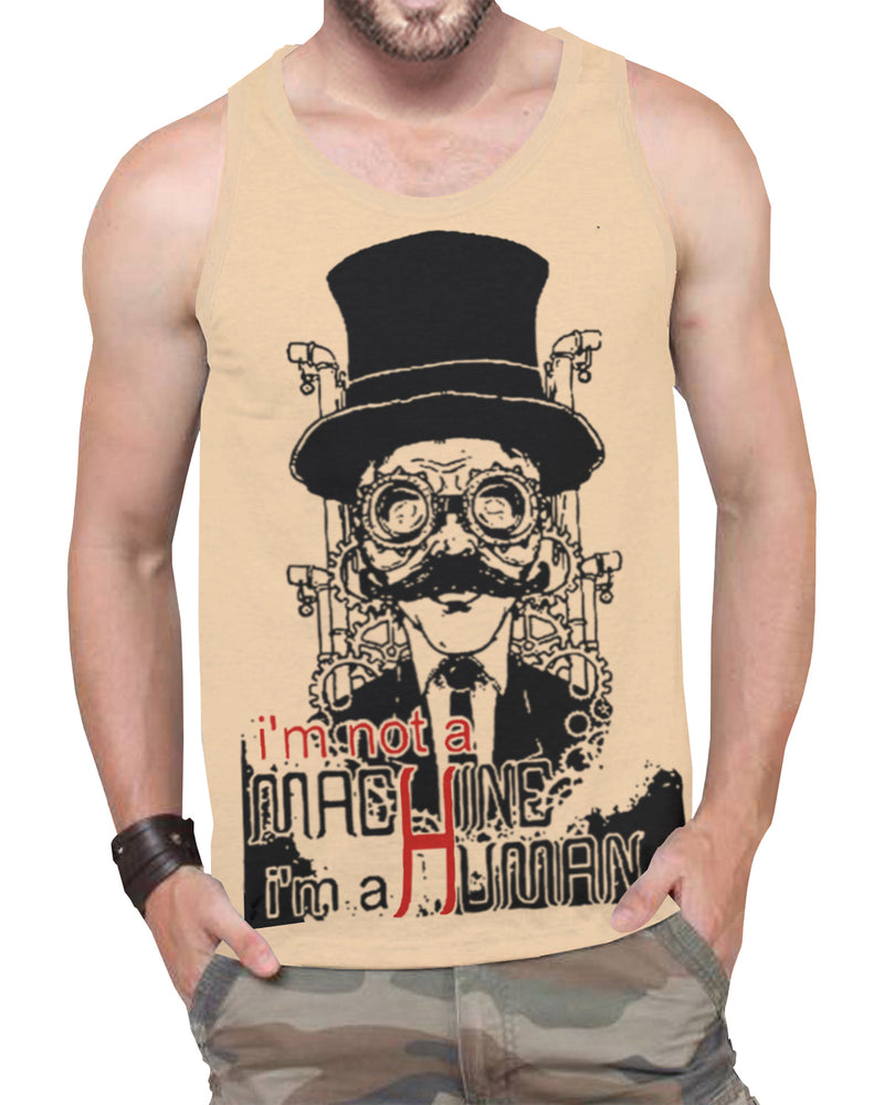 Men Printed Beige Tank Top Vest