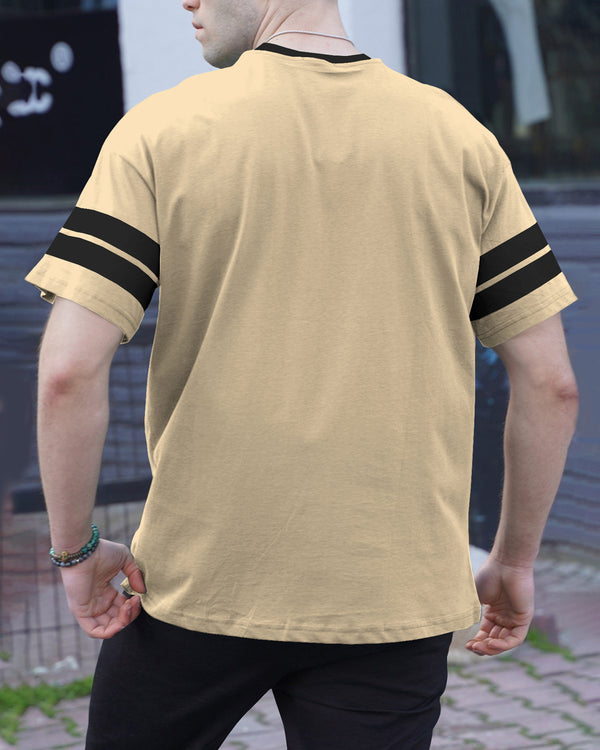 Beige Drop Shoulder Printed T-Shirt