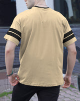 Men Tracksuit Set | Beige Oversized T-shirt | Black Trackpant