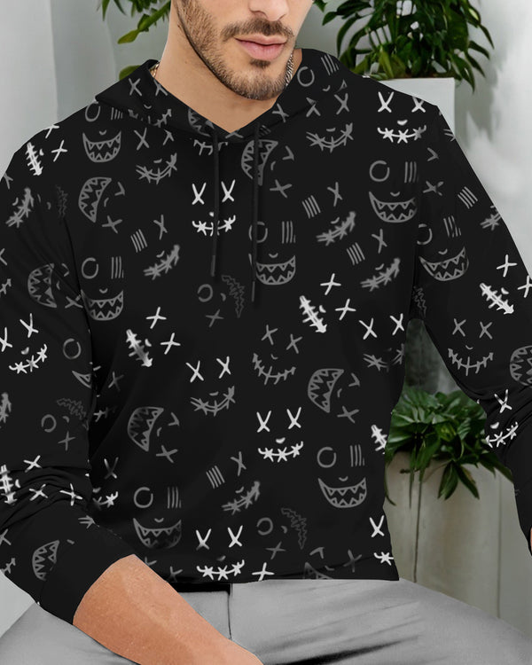 Marshmello Printed Full Sleeve Hooded Black T-shirt