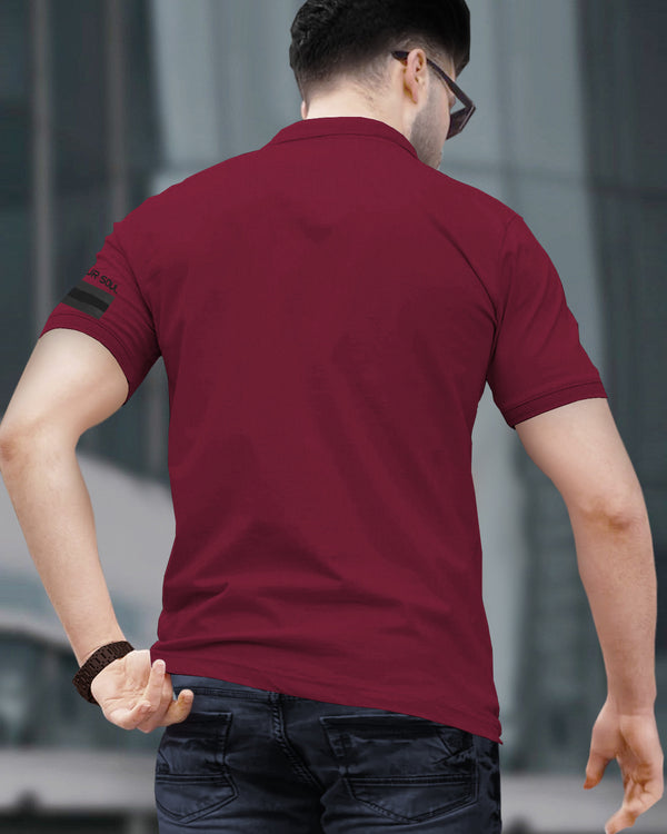 Men Designer Polo Collar Maroon T-shirt