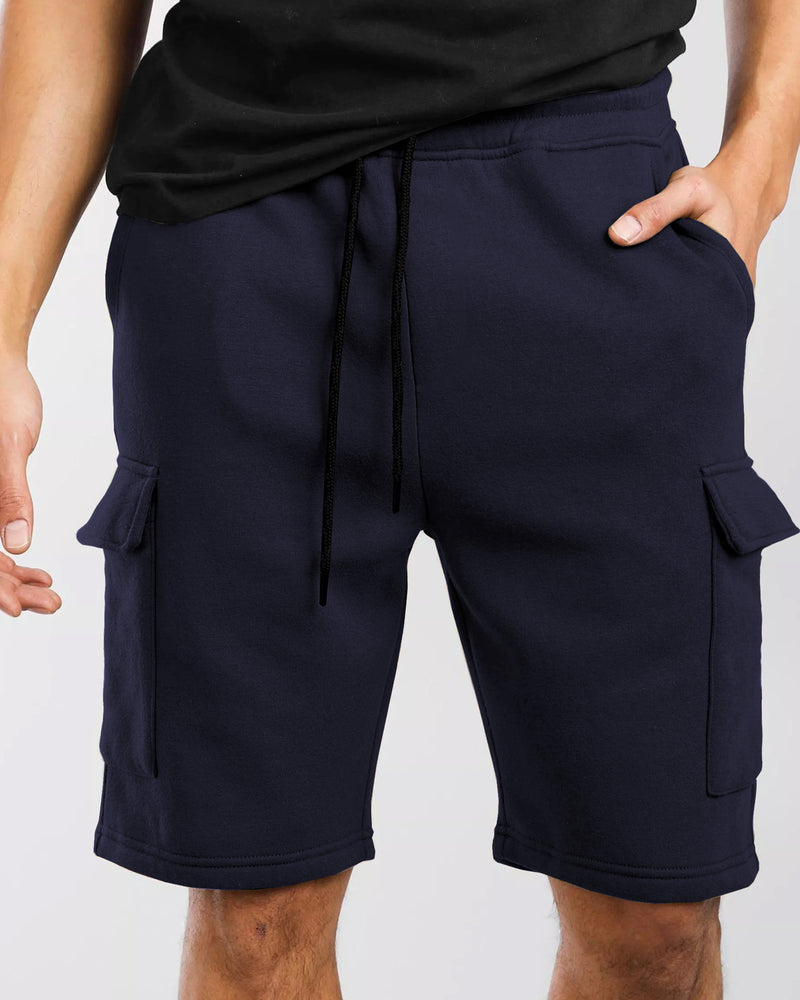 Men Solid 4 Pocket Navy Blue Shorts