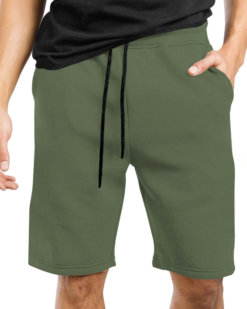 Men Regular Fit Mid Rise Olive Green Shorts