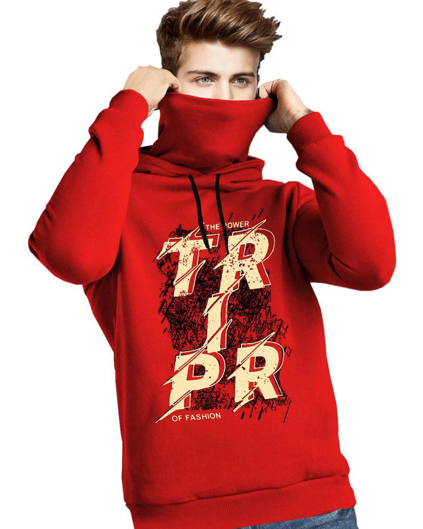TRIPR Logo Printed Men Hooded Neck Red T-Shirt