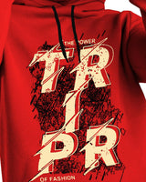 TRIPR Logo Printed Men Hooded Neck Red T-Shirt