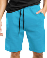 Men Regular Fit Mid Rise Skyblue Shorts