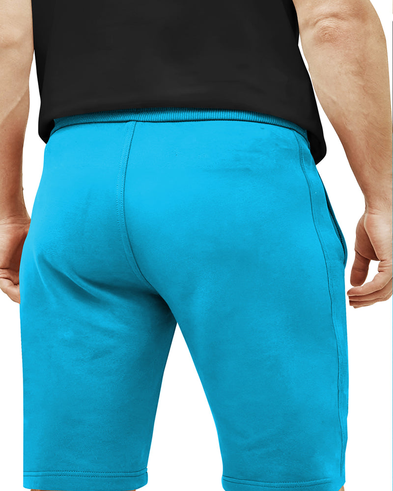 Men Regular Fit Mid Rise Skyblue Shorts