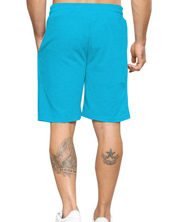 Men Slim Fit Skyblue Printed Shorts