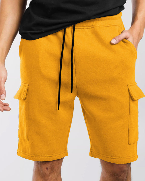 Men Solid 4 Pocket Yellow Shorts