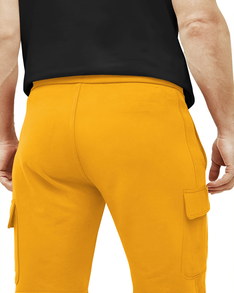 Men Solid 4 Pocket Yellow Shorts