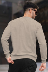 PLAIN BEIGE MEN REGULAR FIT CASUAL SWEATSHIRT