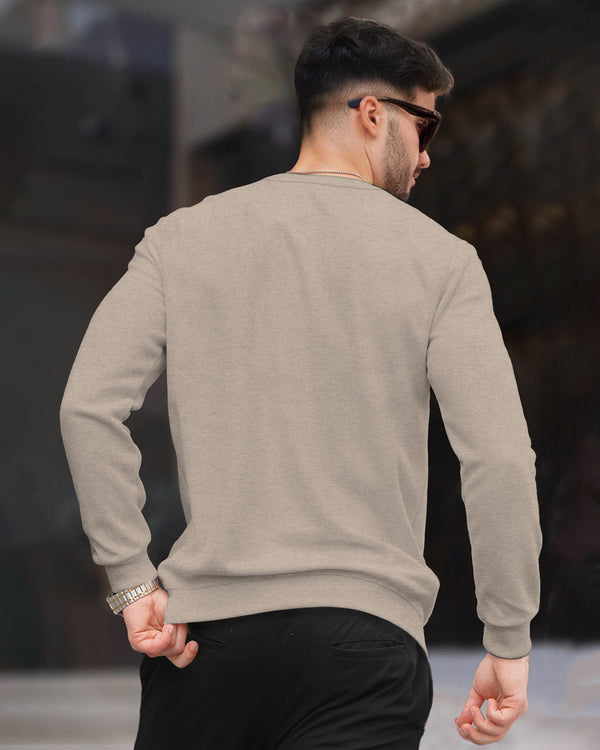 PLAIN BEIGE MEN REGULAR FIT CASUAL SWEATSHIRT