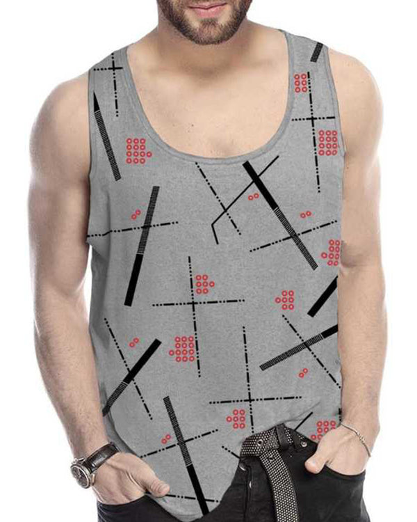 Men Grey Abstract Design Printed Vest