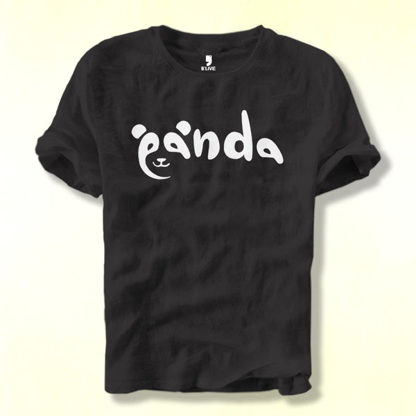Black Half Sleeve Panda T-Shirt