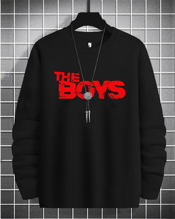 Boys Printed Black T-Shirt