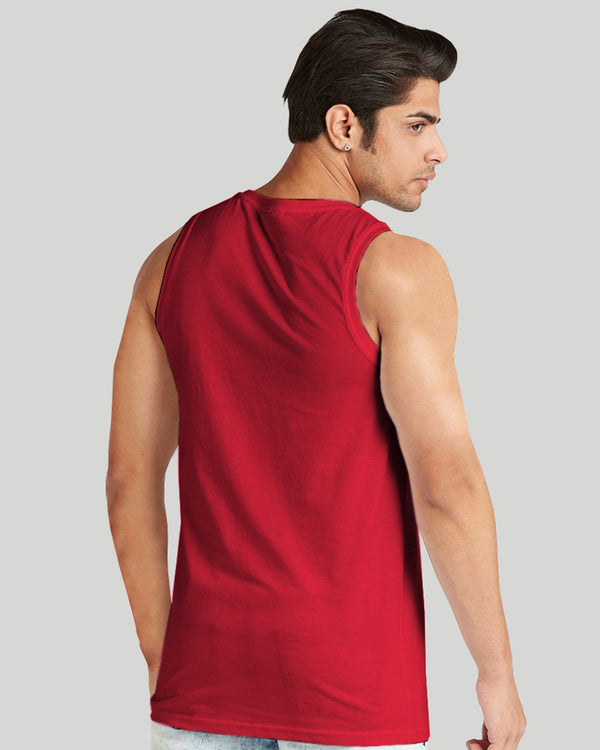 Men Checkered Red Printed Vest
