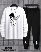 Men Marshmellow Printed White | Black Tracksuit