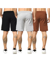 mens short-PACK OF 3-brown-black-grey