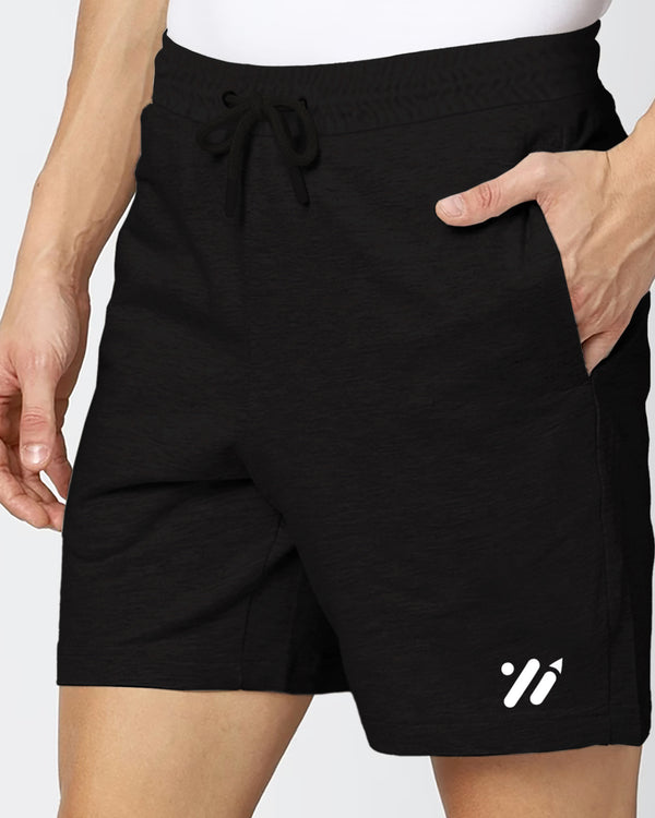 Men Solid Black Jogging Shorts