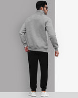 Tracksuit For Men High Neck Grey Sweatshirt  / Black Plain Trackpant