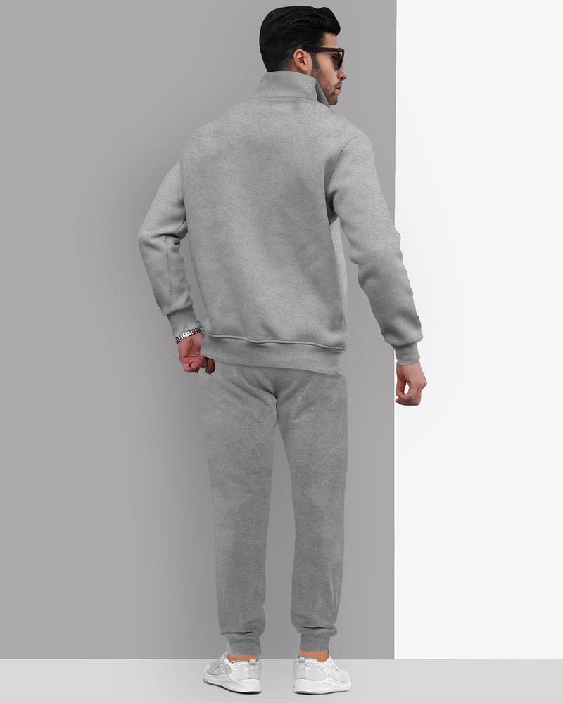 Tracksuit For Men High Neck Grey Sweatshirt  / Grey Plain Trackpant