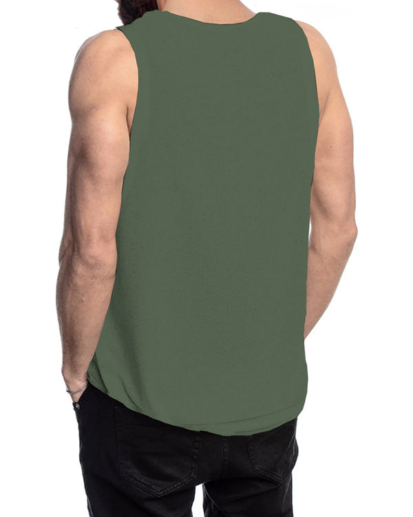 Men Olivegreen Abstract Design Printed Vest