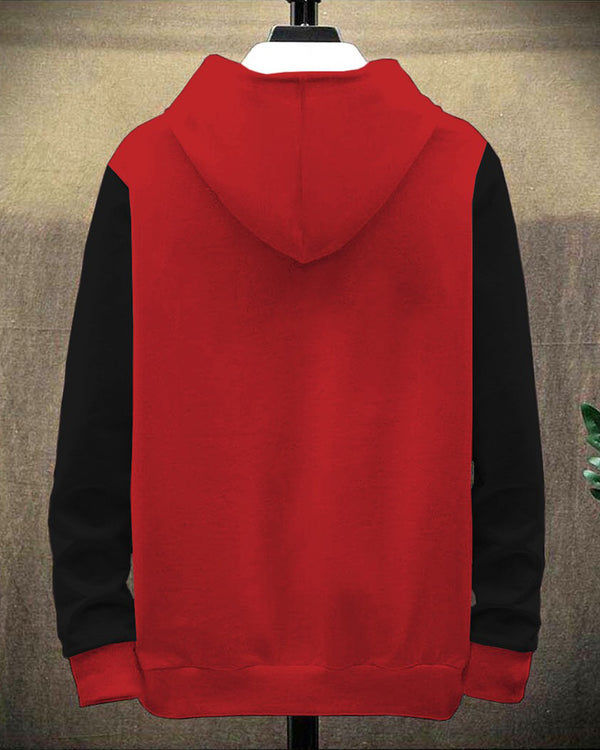 Printed Men Hooded Neck Red, Black T-Shirt