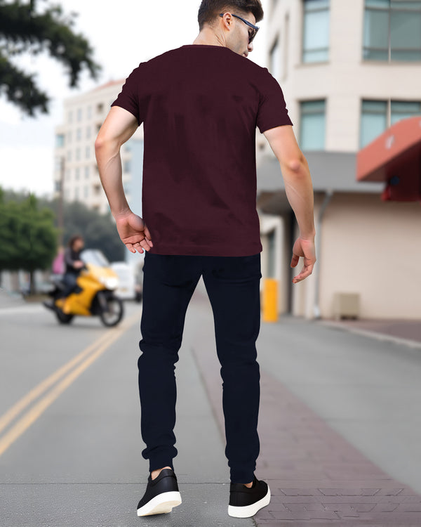 Mens Tracksuit - Half Sleeve Maroon t-shirt / Navy Blue Trackpant