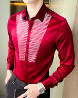Gauze Printed Red Party Wear Shirt