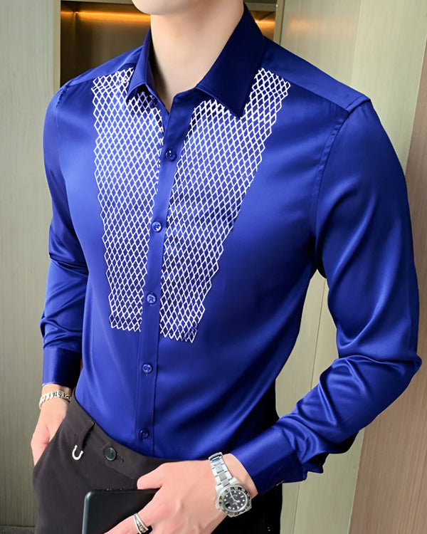 Printed Blue Party Wear Shirt