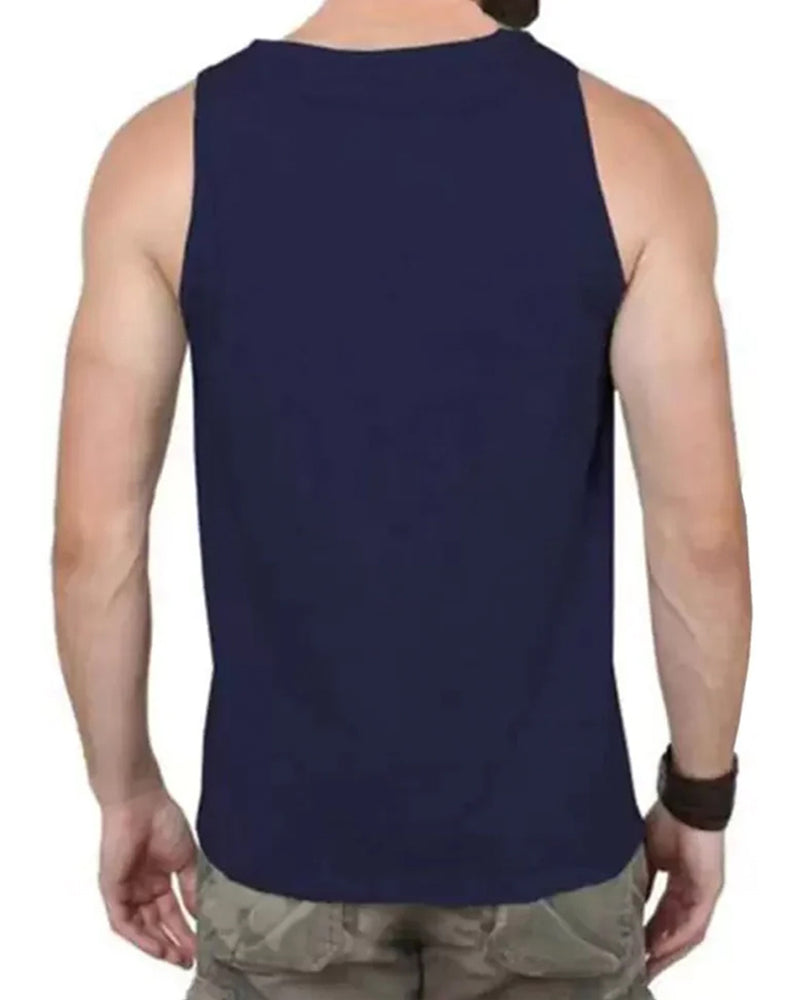 Men Printed Navy Blue Tank Top Hangover Vest
