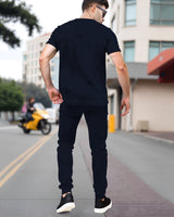 Mens Tracksuit - Half Sleeve Navy t-shirt / Navy Trackpant