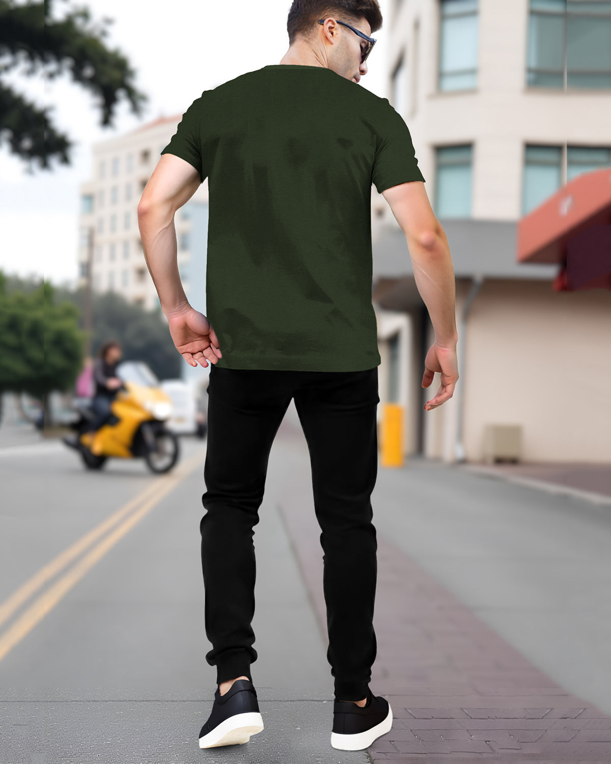 Half Sleeve Olive Green t-shirt & Black Track pant Outfit Sets