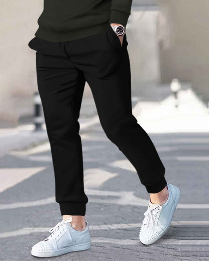 Mens Tracksuit - Full Sleeve Olive t-shirt / Black Trackpant