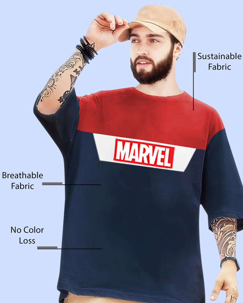 Oversized Colourblock Marvel T-Shirt