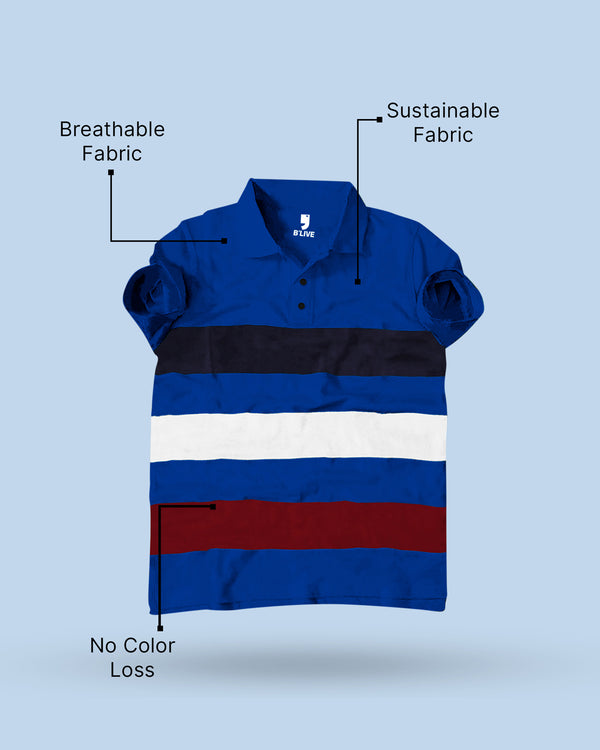 Half Sleeve Multi colour Striped Polo T-Shirt