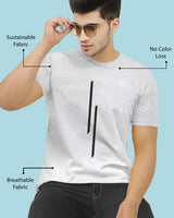 Men Light Grey Printed Black Round Neck Half Sleeve T-shirt