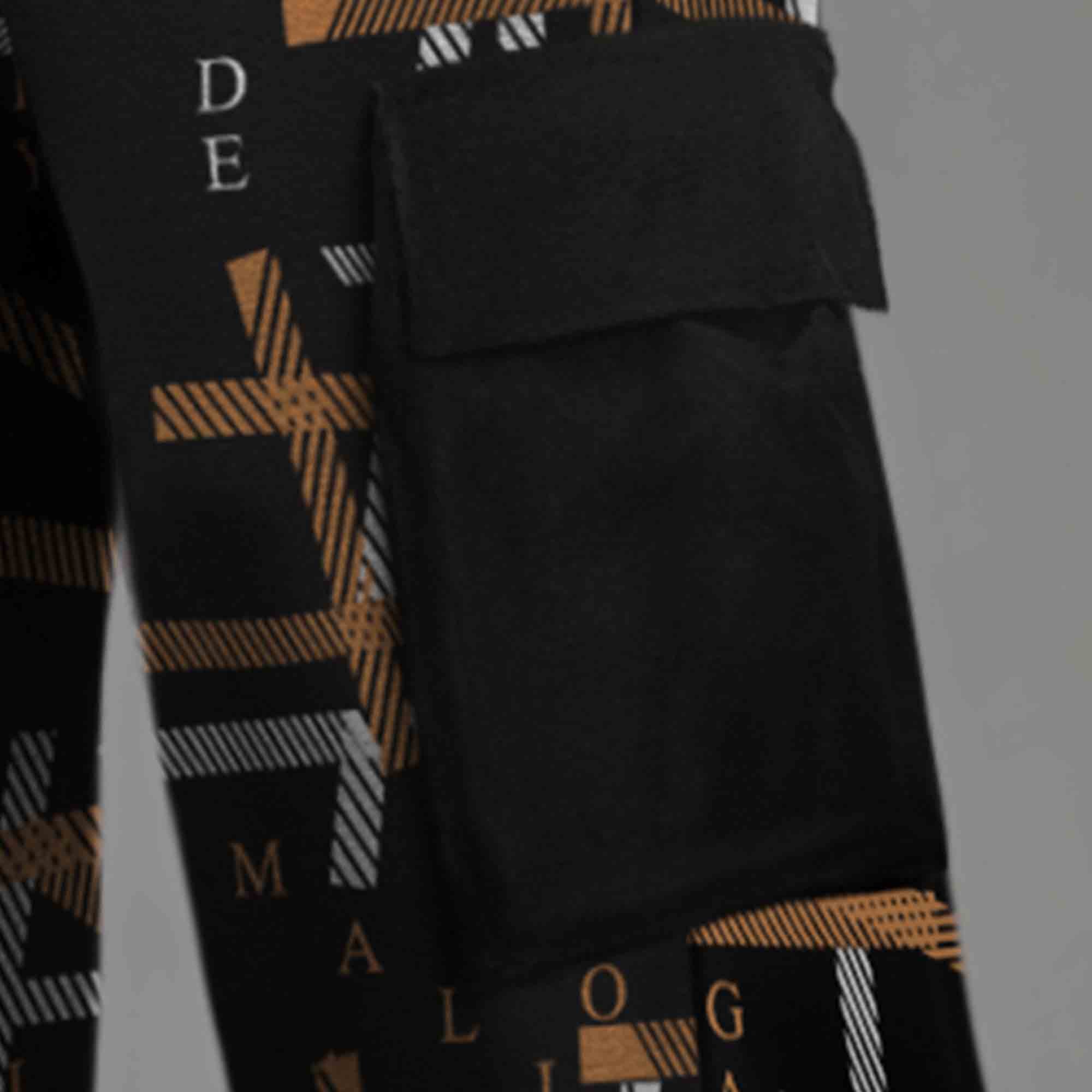 Mens Multi Pockets All Over Printed Baggy fit oversized Black & Brown Cargo Jogger