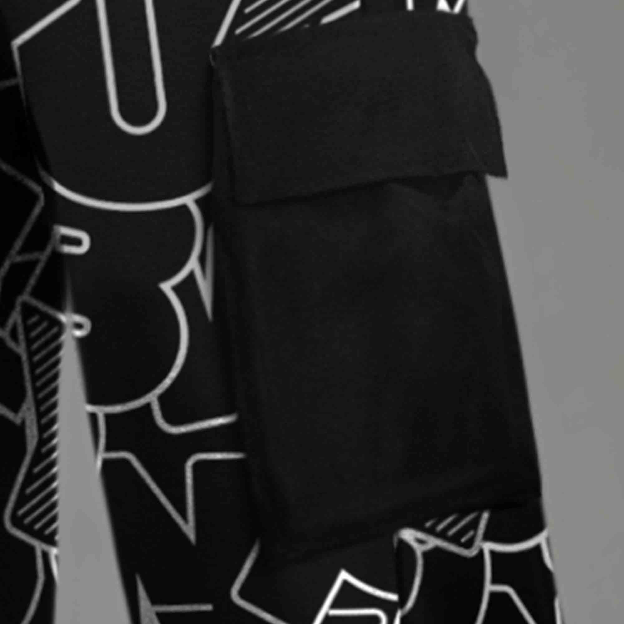 Mens Multi Pockets All Over Printed Baggy fit oversized Black Cargo Jogger